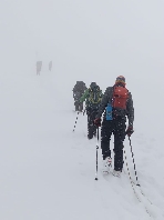 Nebel und Schneegestöber